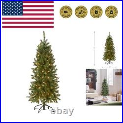 4.5 ft Pre-Lit Kingswood Fir Slim Artificial Christmas Tree, 150 Clear Lights