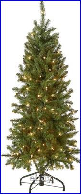 4.5 ft Pre-Lit Kingswood Fir Slim Artificial Christmas Tree, 150 Clear Lights