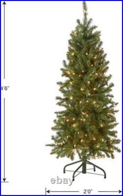 4.5 ft Pre-Lit Kingswood Fir Slim Artificial Christmas Tree, 150 Clear Lights