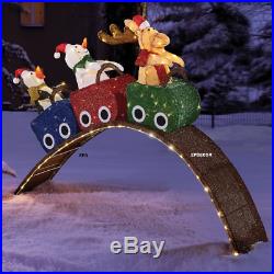 4.6' Christmas Snowman, Moose, Penguin On Lighted Roller Coaster Yard Decor
