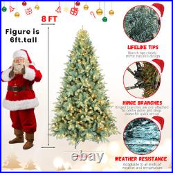 4-9FT Pre-Lit Artificial Christmas Tree with LED Lights Stand Xmas Holiday Green