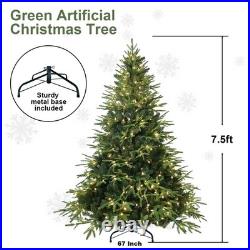4-9FT Prelit Artificial Christmas Tree Realistic Fir PE PVC Xmas Tree with Stand