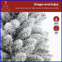 4-9FT Prelit Snow Flocked Artificial Xmas Holiday Christmas Tree with Warm Light