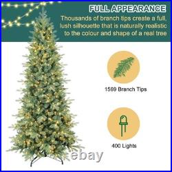 4-9 FT Prelit Artificial Skinny Pencil Christmas Tree Blue Spruce for Home Décor