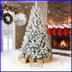 4-9 Ft Snow Flocked Artificial Christmas Tree Frosted Pine Tree Foldable Base 4-9 Ft Snow Flocked Artificial Christmas Tree Frosted Pine Tree Foldable Base