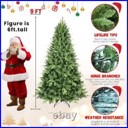 4-9 ft Artificial Christmas Tree Unlit Hinged Spruce Xmas Tree with PE & PVC Tip