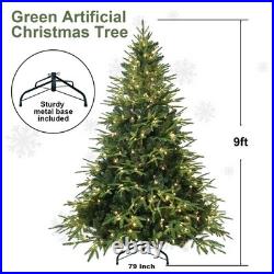 4-9 ft Pre-Lit Artificial Christmas Tree withLED Lights Spruce Tree Foldable Base