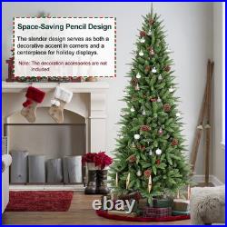 4-9ft Aritificial Skinny Christmas Tree Premium Pencil Xmas Tree PE&PVC Branches