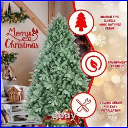 4-9ft Artificial Christmas Tree Green Blue Spruce Hinged tree & Foldable Base