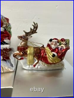 4 Blown Glass Santa Nutcracker Sleigh Reindeer Large Ornaments Valerie Parr Hill