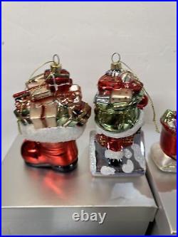 4 Blown Glass Santa Nutcracker Sleigh Reindeer Large Ornaments Valerie Parr Hill