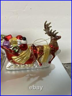 4 Blown Glass Santa Nutcracker Sleigh Reindeer Large Ornaments Valerie Parr Hill