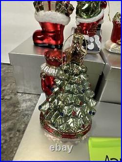 4 Blown Glass Santa Nutcracker Sleigh Reindeer Large Ornaments Valerie Parr Hill