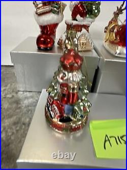 4 Blown Glass Santa Nutcracker Sleigh Reindeer Large Ornaments Valerie Parr Hill