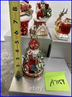 4 Blown Glass Santa Nutcracker Sleigh Reindeer Large Ornaments Valerie Parr Hill