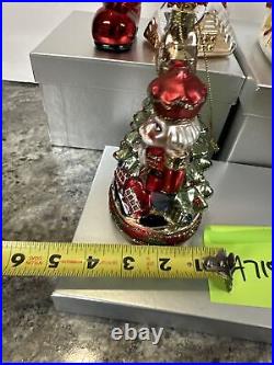 4 Blown Glass Santa Nutcracker Sleigh Reindeer Large Ornaments Valerie Parr Hill