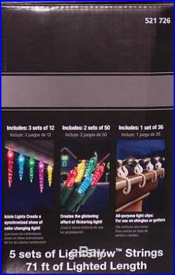 4 Box Gemmy LightShow LED Combo 2 Glimmer Lights & 3 Synchro Multi color Icicles