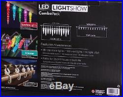 4 Box Gemmy LightShow LED Combo 2 Glimmer Lights & 3 Synchro Multi color Icicles