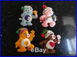 4 Care Bear Felt Ornaments Funshine Bedtime Tenderheart Cheerbear 4.5 Handmade