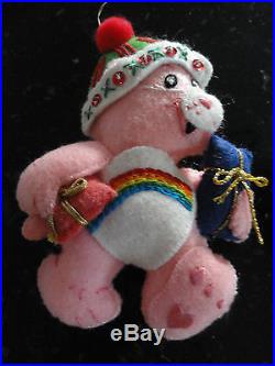 4 Care Bear Felt Ornaments Funshine Bedtime Tenderheart Cheerbear 4.5 Handmade