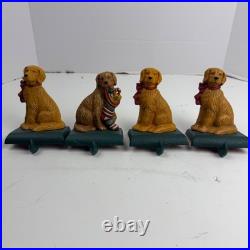 4 Eddie Bauer Vintage Golden Retriever Christmas Stocking Holders Cast Iron