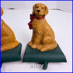 4 Eddie Bauer Vintage Golden Retriever Christmas Stocking Holders Cast Iron
