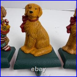 4 Eddie Bauer Vintage Golden Retriever Christmas Stocking Holders Cast Iron