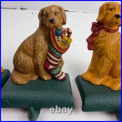4 Eddie Bauer Vintage Golden Retriever Christmas Stocking Holders Cast Iron