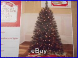 4 FT BLACK Christmas Tree Indiana Spruce 150 Clear Lights New