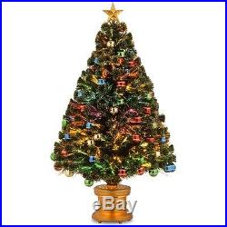 4' Fiber Optic Fireworks Green Artificial Christmas Tree with Multicolored Light