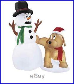 4' Foot Snowman & Dog Self Inflating Blow Up LED Christmas Yard Decoration