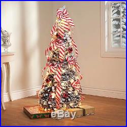 4 Ft. Fully Decorated CANDY CANE Pre-Lit Pull-Up Pop-Up Christmas Tree-EASY SET