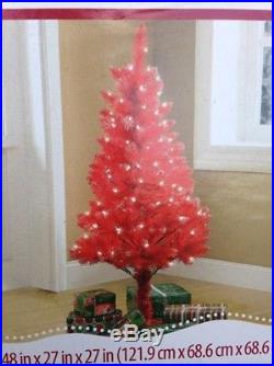 4 Ft Pre-Lit Red Christmas Tree with Clear Lights Artificial Christmas Tree