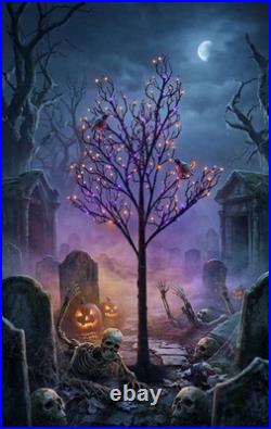 4' HALLOWEEN LED LIGHTED BLACK TREE 48-inch Spooky Halloween NEW RAZ 4500902