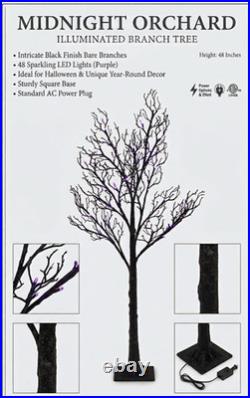4' HALLOWEEN LED LIGHTED BLACK TREE 48-inch Spooky Halloween NEW RAZ 4500902