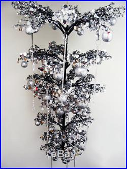 4' Modern Upside Down Hanging Silver Christmas Tree Set