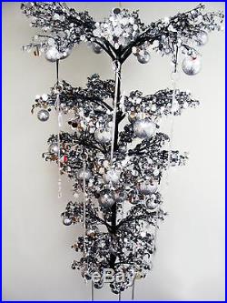 4' Modern Upside Down Hanging Silver Bangle Christmas Tree Set with Ornaments