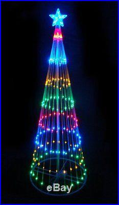 4 Multi-Color LED Light Show Cone Christmas Tree Lighted Yard Art Decoration