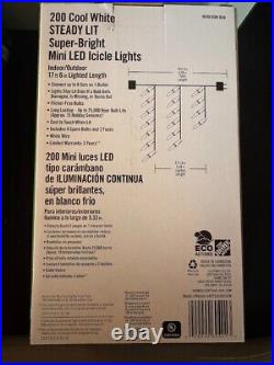 4 NEW Home Accents Steady Lit 200 Cool White Mini LED Icicle Lights wedding lot