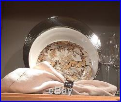 4 New Pottery Barn ALPINE TOILE SALAD PLATES in GOLD set of 4 CHRISTMAS NWT