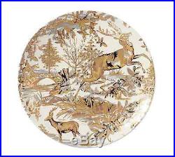 4 New Pottery Barn ALPINE TOILE SALAD PLATES in GOLD set of 4 CHRISTMAS NWT