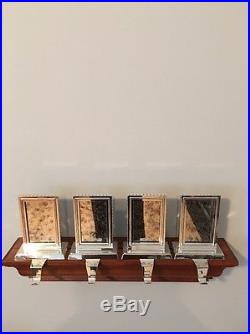 (4) POTTERY BARN Mirror Stocking Holders Rectangular Antique Silver Finish
