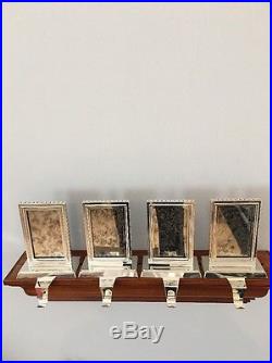 (4) POTTERY BARN Mirror Stocking Holders Rectangular Antique Silver Finish