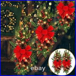 4 Pack Christmas Artificial Swags 24 Xmas The Cordless Prelit Stairway Swag