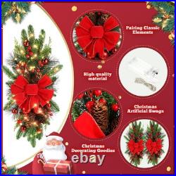 4 Pack Christmas Artificial Swags 24 Xmas The Cordless Prelit Stairway Swag
