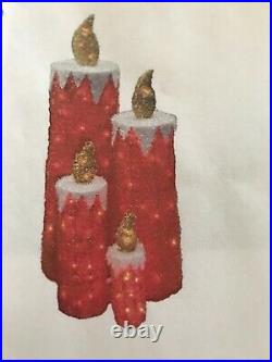 4 Pc LIFE SIZE SPARKLING CANDLES, LIGHTED CHRISTMAS INDOOR/OUTDOOR YARD DECOR