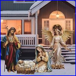 4 Pcs Christmas Outdoor Nativity Set 4 Ft Large Religious Christmas Yard Xams NE