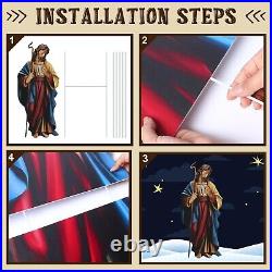 4 Pcs Christmas Outdoor Nativity Set 4 Ft Large Religious Christmas Yard Xams NE