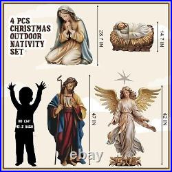 4 Pcs Christmas Outdoor Nativity Set 4 Ft Large Religious Christmas Yard Xams NE