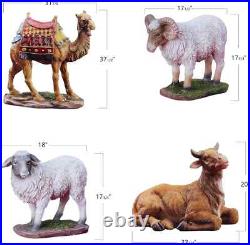 4-Piece Animal Set for Outdoor Christmas Nativity 37 Metal Camel, Ox & Sheep